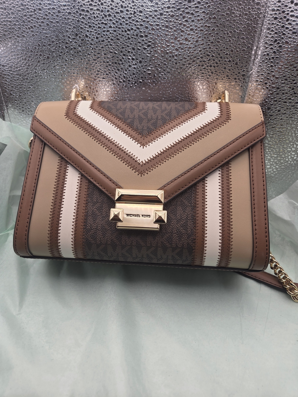 Michael Kors Whitney Large Logo and Leather Convertible Shoulder Bag
